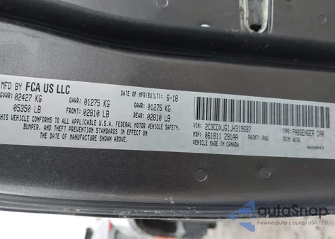 2018 Dodge Charger Gt Awd z USA, uszkodzony, nr VIN 2C3CDXJG1JH319687